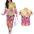 NAIDOC Week 2026 Indigenous Personalized Couples Matching Off The Shoulder Long Sleeve Dress and Hawaiian Shirt