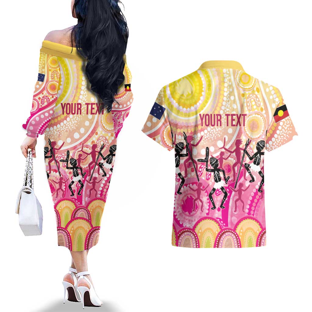 NAIDOC Week 2026 Indigenous Personalized Couples Matching Off The Shoulder Long Sleeve Dress and Hawaiian Shirt