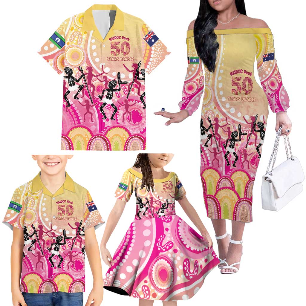 NAIDOC Week 2026 Indigenous Personalized Family Matching Off The Shoulder Long Sleeve Dress and Hawaiian Shirt