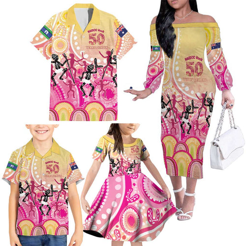 NAIDOC Week 2026 Indigenous Personalized Family Matching Off The Shoulder Long Sleeve Dress and Hawaiian Shirt