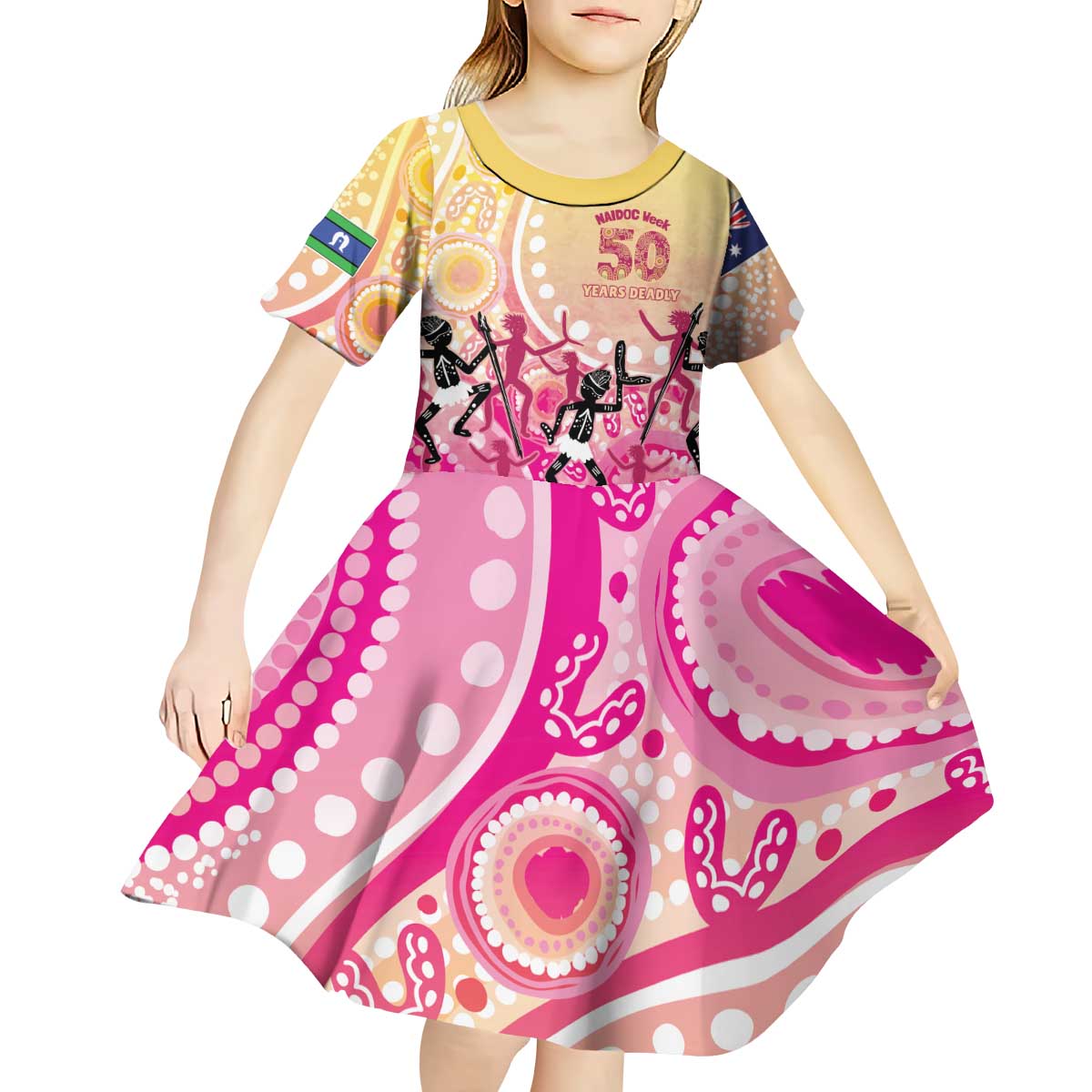 NAIDOC Week 2026 Indigenous Personalized Kid Short Sleeve Dress