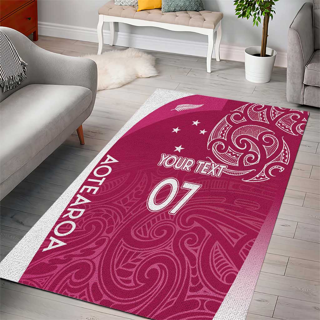 Personalised New Zealand Rugby Area Rug Aotearoa Champions - Pink Version