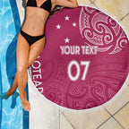Personalised New Zealand Rugby Beach Blanket Aotearoa Champions - Pink Version