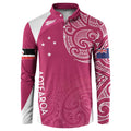 Personalised New Zealand Rugby Button Sweatshirt Aotearoa Champions - Pink Version