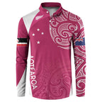 Personalised New Zealand Rugby Button Sweatshirt Aotearoa Champions - Pink Version