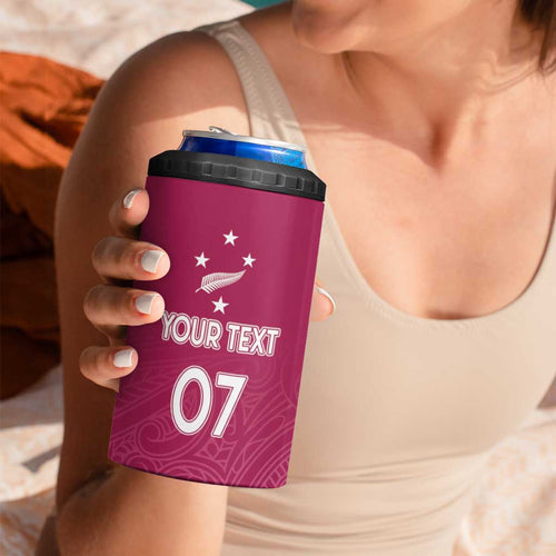 Personalised New Zealand Rugby 4 in 1 Can Cooler Tumbler Aotearoa Champions - Pink Version
