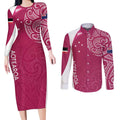 Personalised New Zealand Rugby Couples Matching Long Sleeve Bodycon Dress and Long Sleeve Button Shirt Aotearoa Champions - Pink Version