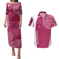 Personalised New Zealand Rugby Couples Matching Puletasi and Hawaiian Shirt Aotearoa Champions - Pink Version