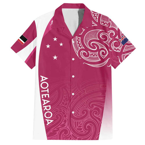 Personalised New Zealand Rugby Family Matching Long Sleeve Bodycon Dress and Hawaiian Shirt Aotearoa Champions - Pink Version