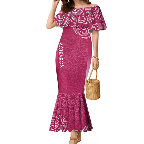 Personalised New Zealand Rugby Family Matching Mermaid Dress and Hawaiian Shirt Aotearoa Champions - Pink Version