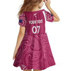 Personalised New Zealand Rugby Family Matching Off Shoulder Maxi Dress and Hawaiian Shirt Aotearoa Champions - Pink Version
