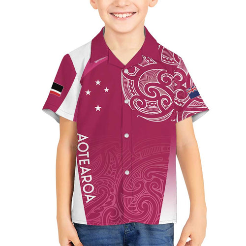 Personalised New Zealand Rugby Family Matching Puletasi and Hawaiian Shirt Aotearoa Champions - Pink Version