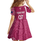Personalised New Zealand Rugby Family Matching Summer Maxi Dress and Hawaiian Shirt Aotearoa Champions - Pink Version