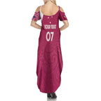 Personalised New Zealand Rugby Family Matching Summer Maxi Dress and Hawaiian Shirt Aotearoa Champions - Pink Version