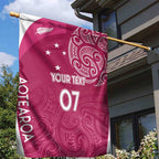 Personalised New Zealand Rugby Garden Flag Aotearoa Champions - Pink Version