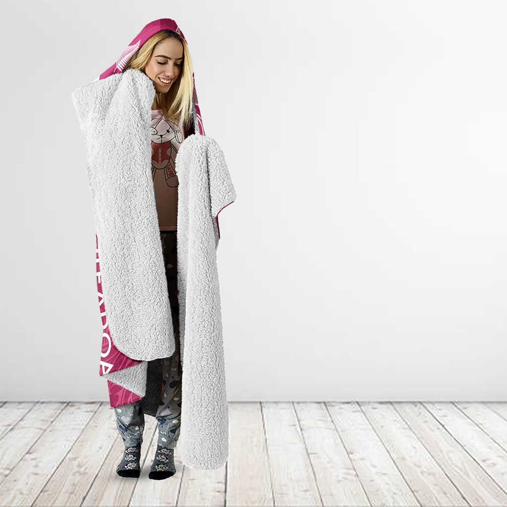 Personalised New Zealand Rugby Hooded Blanket Aotearoa Champions - Pink Version