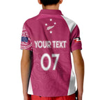 Personalised New Zealand Rugby Kid Polo Shirt Aotearoa Champions - Pink Version