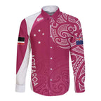 Personalised New Zealand Rugby Long Sleeve Button Shirt Aotearoa Champions - Pink Version
