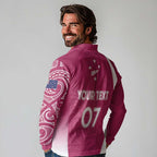 Personalised New Zealand Rugby Long Sleeve Polo Shirt Aotearoa Champions - Pink Version