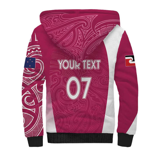 Personalised New Zealand Rugby Sherpa Hoodie Aotearoa Champions - Pink Version
