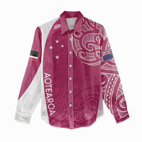 Personalised New Zealand Rugby Women Casual Shirt Aotearoa Champions - Pink Version