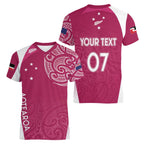 Personalised New Zealand Rugby Women V-Neck T-Shirt Aotearoa Champions - Pink Version