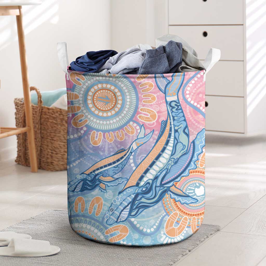 Aussie NAIDOC Week Pastel Laundry Basket Dreaming Whales