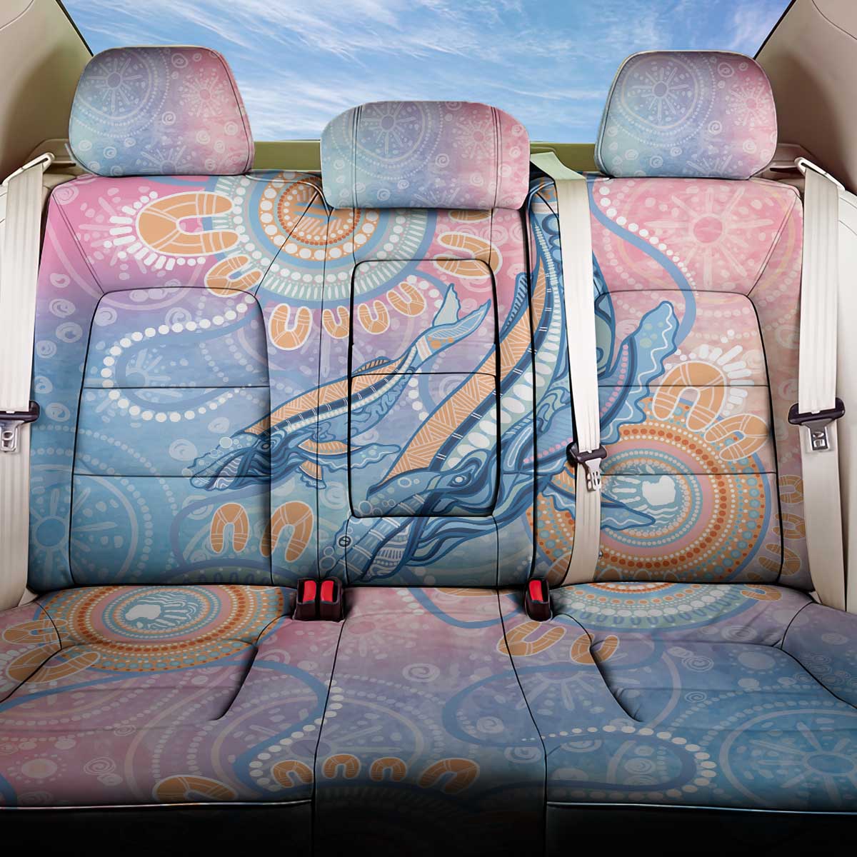 Aussie NAIDOC Week Pastel Back Car Seat Cover Dreaming Whales
