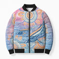 Aussie NAIDOC Week Pastel Bomber Puffer Jacket Dreaming Whales