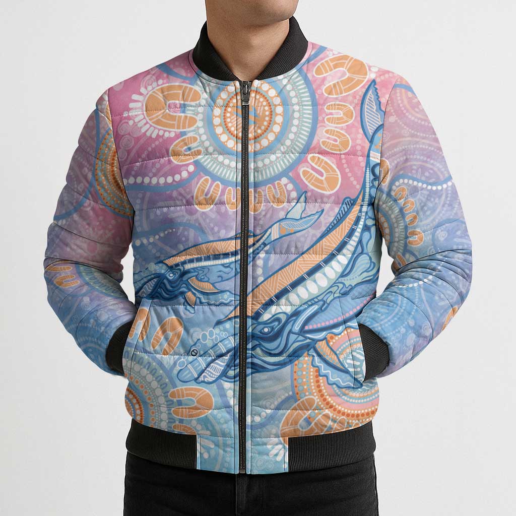 Aussie NAIDOC Week Pastel Bomber Puffer Jacket Dreaming Whales