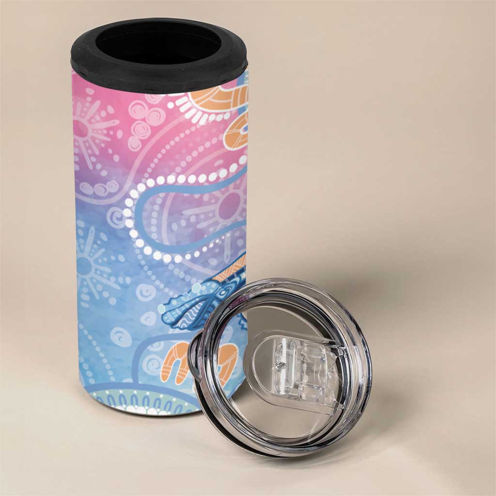 Aussie NAIDOC Week Pastel 4 in 1 Can Cooler Tumbler Dreaming Whales