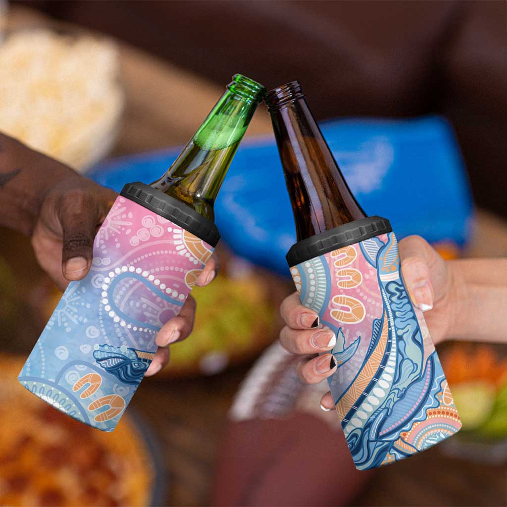 Aussie NAIDOC Week Pastel 4 in 1 Can Cooler Tumbler Dreaming Whales