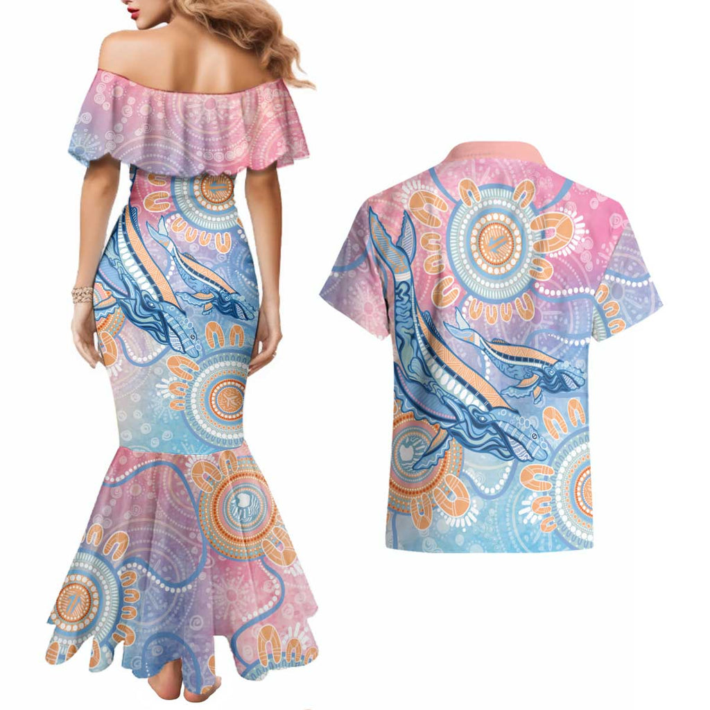 Aussie NAIDOC Week Pastel Couples Matching Mermaid Dress and Hawaiian Shirt Dreaming Whales