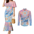 Aussie NAIDOC Week Pastel Couples Matching Mermaid Dress and Long Sleeve Button Shirt Dreaming Whales