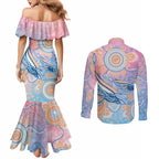 Aussie NAIDOC Week Pastel Couples Matching Mermaid Dress and Long Sleeve Button Shirt Dreaming Whales