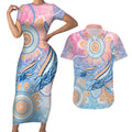 Aussie NAIDOC Week Pastel Couples Matching Short Sleeve Bodycon Dress and Hawaiian Shirt Dreaming Whales