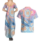 Aussie NAIDOC Week Pastel Couples Matching Summer Maxi Dress and Hawaiian Shirt Dreaming Whales