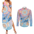 Aussie NAIDOC Week Pastel Couples Matching Summer Maxi Dress and Long Sleeve Button Shirt Dreaming Whales
