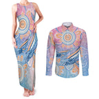 Aussie NAIDOC Week Pastel Couples Matching Tank Maxi Dress and Long Sleeve Button Shirt Dreaming Whales