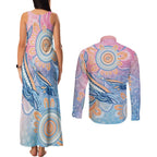 Aussie NAIDOC Week Pastel Couples Matching Tank Maxi Dress and Long Sleeve Button Shirt Dreaming Whales