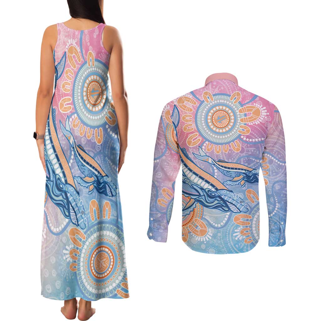 Aussie NAIDOC Week Pastel Couples Matching Tank Maxi Dress and Long Sleeve Button Shirt Dreaming Whales