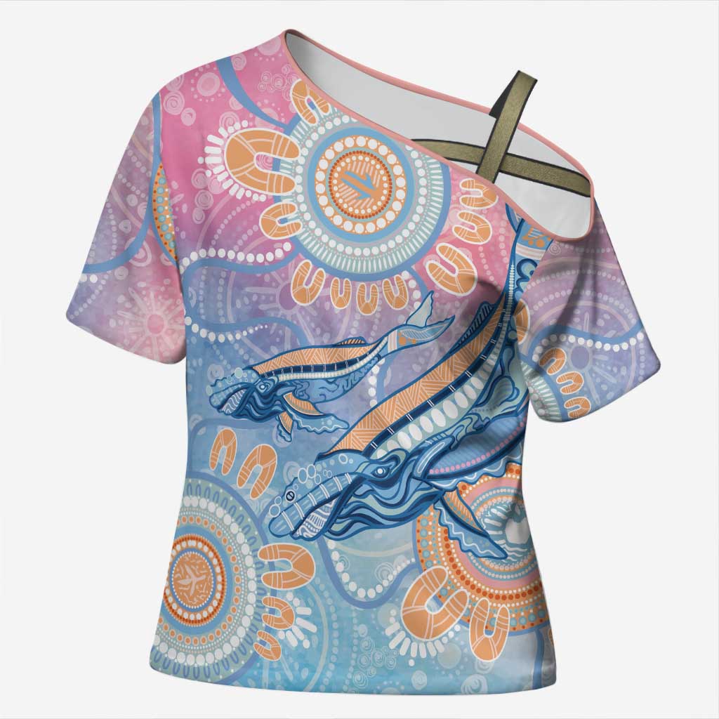 Aussie NAIDOC Week Pastel Cross Shoulder Shirt Dreaming Whales