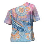 Aussie NAIDOC Week Pastel Cross Shoulder Shirt Dreaming Whales