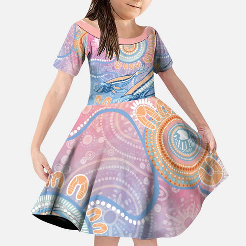 Aussie NAIDOC Week Pastel Family Matching Long Sleeve Bodycon Dress and Hawaiian Shirt Dreaming Whales