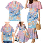 Aussie NAIDOC Week Pastel Family Matching Mermaid Dress and Hawaiian Shirt Dreaming Whales