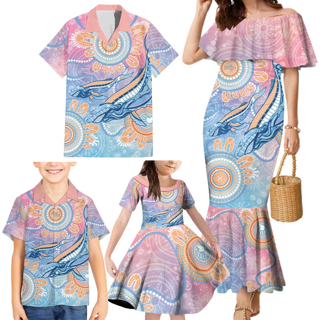 Aussie NAIDOC Week Pastel Family Matching Mermaid Dress and Hawaiian Shirt Dreaming Whales