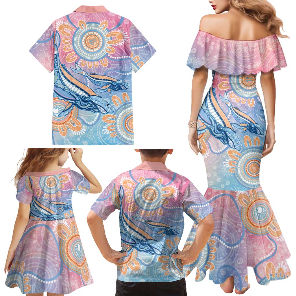 Aussie NAIDOC Week Pastel Family Matching Mermaid Dress and Hawaiian Shirt Dreaming Whales
