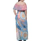 Aussie NAIDOC Week Pastel Family Matching Off Shoulder Maxi Dress and Hawaiian Shirt Dreaming Whales