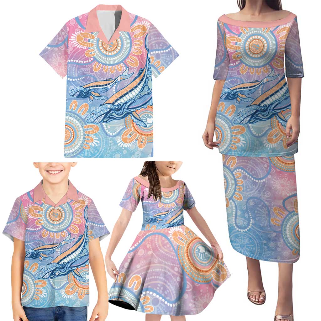 Aussie NAIDOC Week Pastel Family Matching Puletasi and Hawaiian Shirt Dreaming Whales