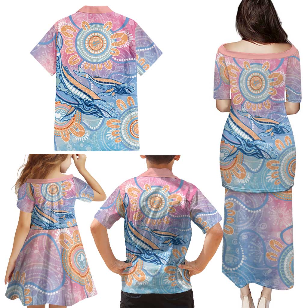 Aussie NAIDOC Week Pastel Family Matching Puletasi and Hawaiian Shirt Dreaming Whales
